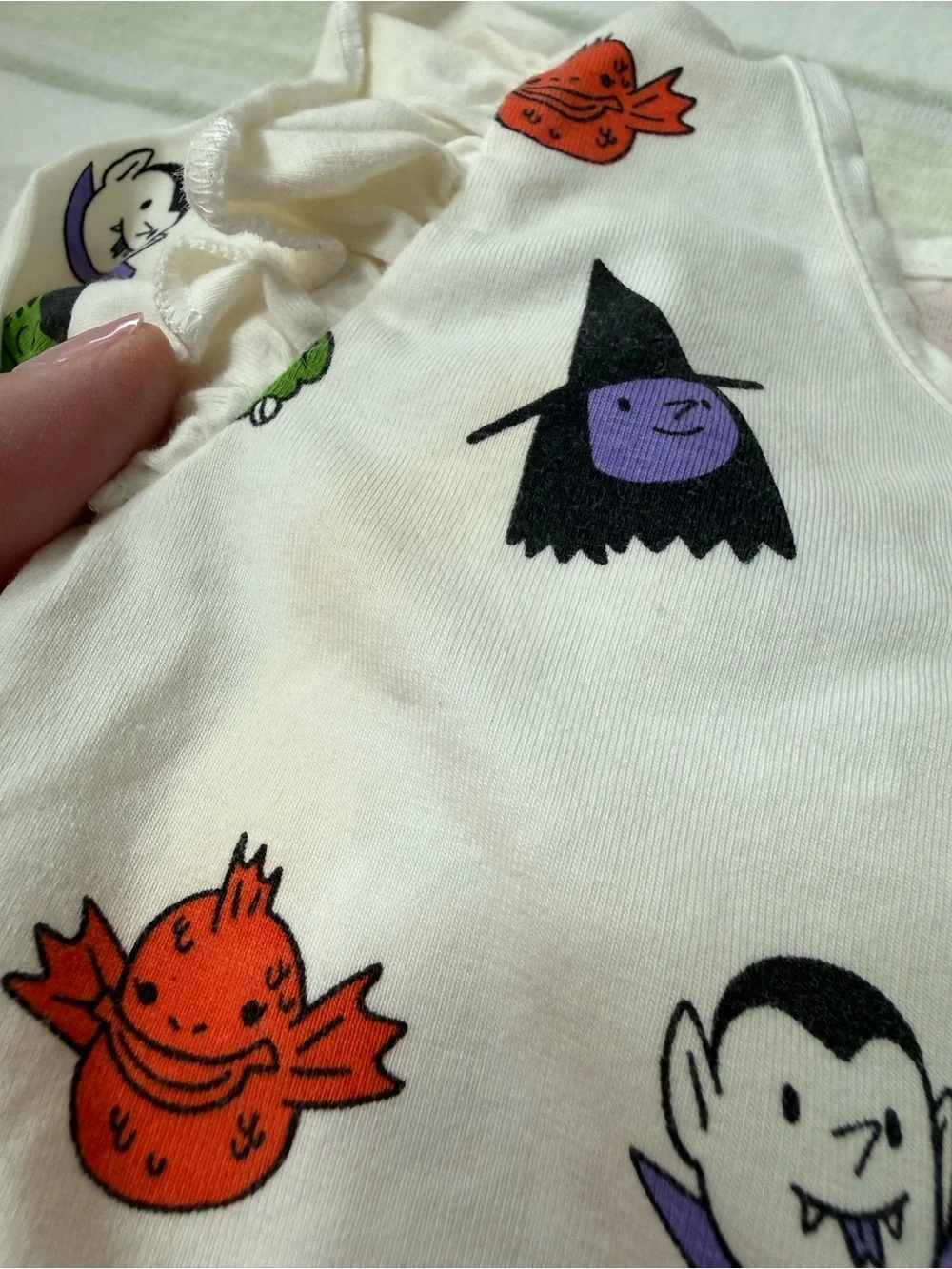 Monica and Andy Baby Girls' White Halloween Character Ruffle One-Piece